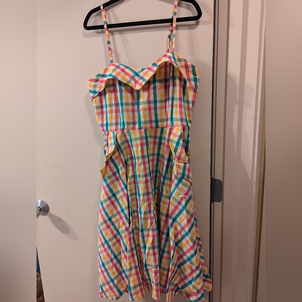 Gingham 50s style Voodoo Vixen fit and flare dress